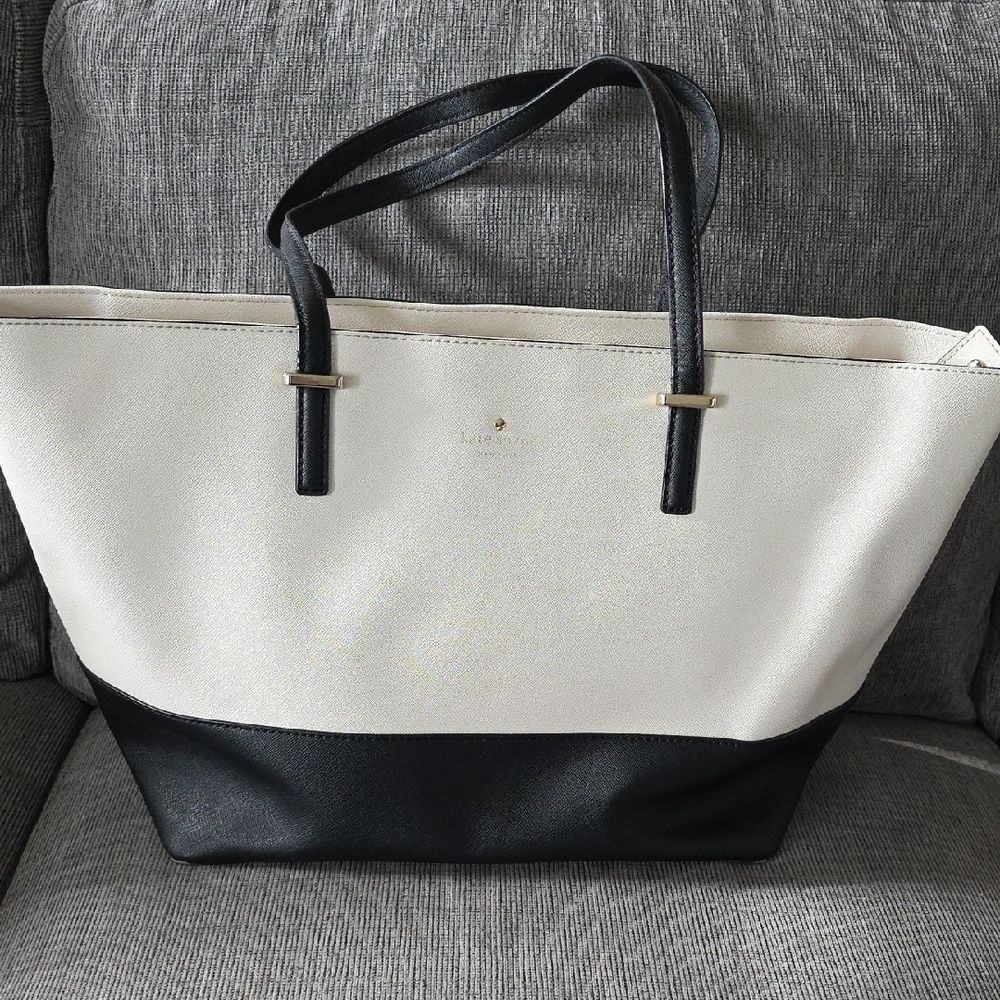 Elegant Black and Cream, Large Tote Bag By Kate Spade New York, EUC